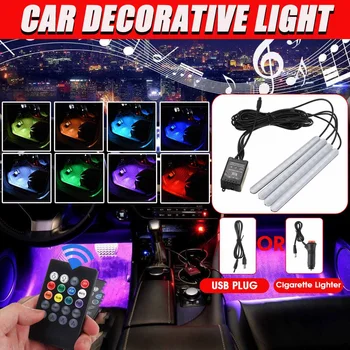 

Car RGB LED Atmosphere Light Strips Interior Decorative Lights Strip USB/Cigarette Lighter Remote Control Foot Lamps