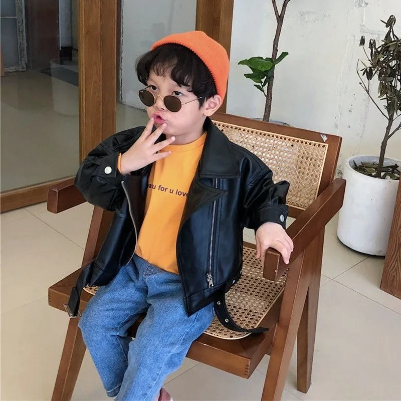 New Boy Coats Leather Kids Jackets Children Outerwear Spring AutumnBBT1042