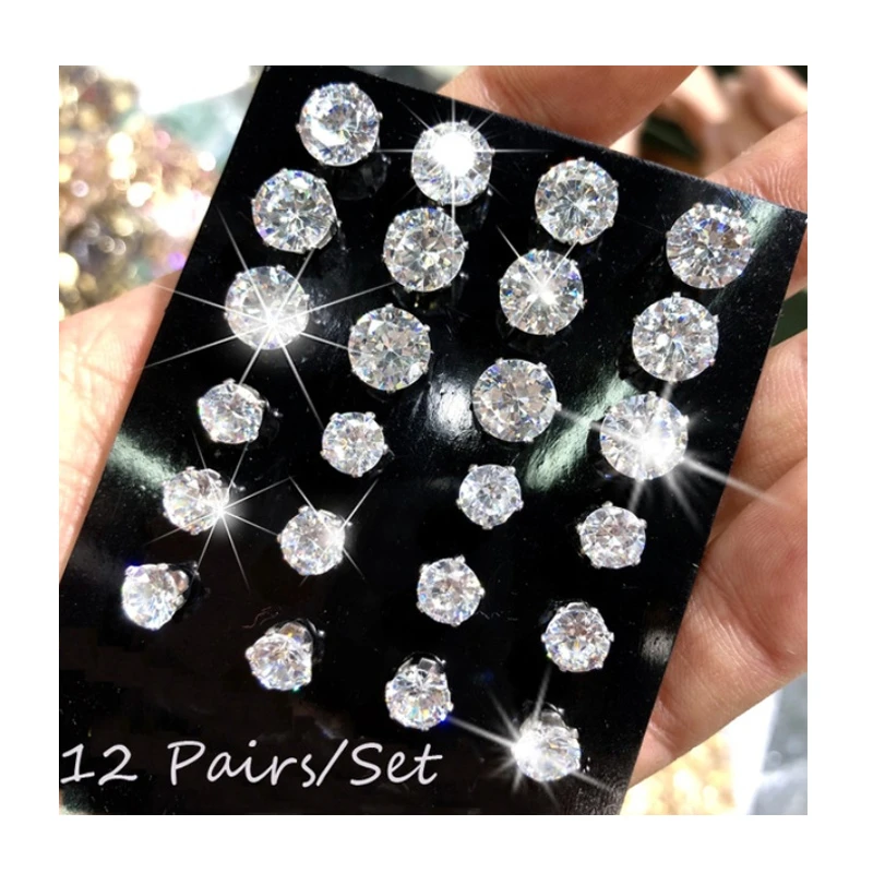 de con luz brillante hombre y mujer, aretes de cristal, Piercing, 12 par/lote|Aretes| - AliExpress