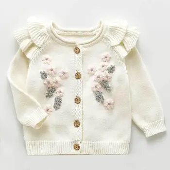 

Baby Sweater Flower Embroidery Newborn Girls Sweaters Cardigans Autumn Toddler Boys Knitwear Jackets Winter Children Knit Tops