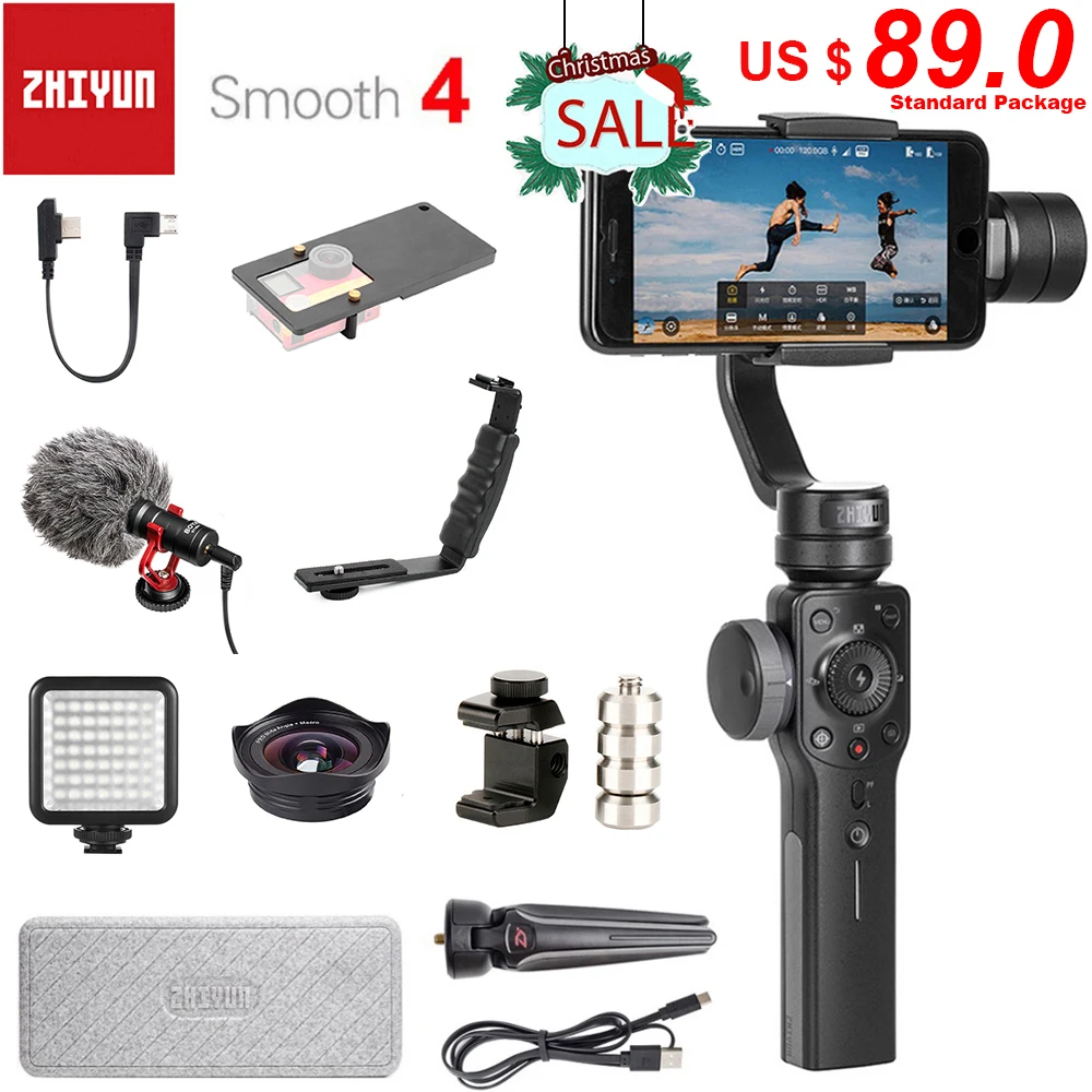 Zhiyun Smooth 4 3 осевой портативный смартфон сотовый телефон видеокамеры Стабилизатор