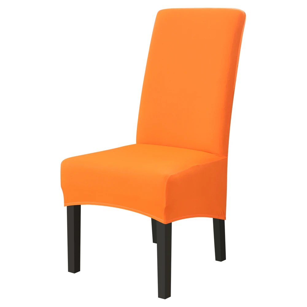 Однотонные чехлы на кресла стрейч спандекс универсальные съемные Защитные чехлы для обеденных стульев моющиеся для свадьбы банкета отеля - Цвет: Candy orange
