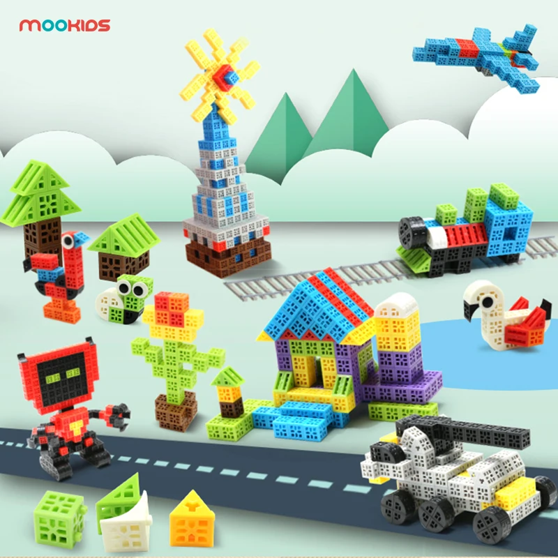 Mookids 330 шт. детские игрушки большого размера строительные блоки набор пластиковых сборных моделей большие Кирпичи DIY Обучающие Развивающие игрушки