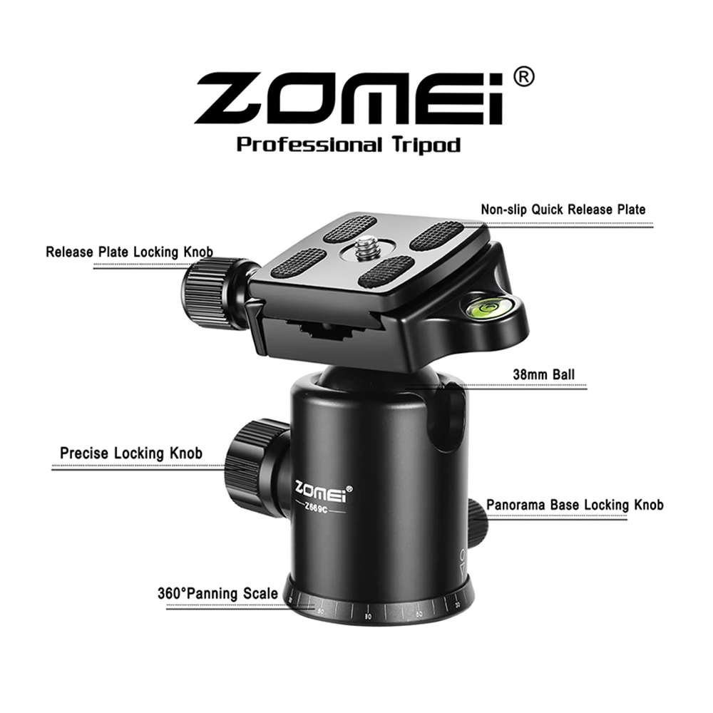 Zomei Z669C Профессиональный карбоновый штатив монопод компактный Трипод подставка с