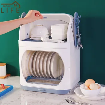 

Kitchen Dishes Rack Plastic Dish Drainer Tableware Storage Box Large Cookware Organizer Accessories Kitchen Home Shelf Cabinet