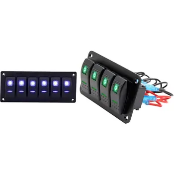 

4-Position Switch Panel, Waterproof Switch Type Backlight Toggle Switch & Rocker Switch Aluminum Panel 12V 24V 6 Gang