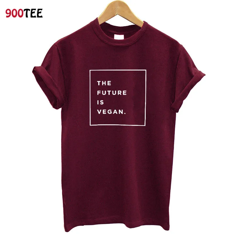 G141-Maroon Future Is Vegan, женская футболка, короткий рукав, модная, свободная, для женщин, футболка, хлопок, уличная, футболка, харауку, одежда - Цвет: G141-Maroon