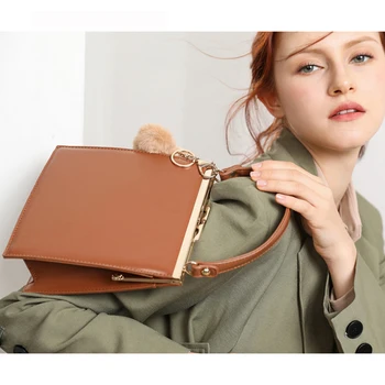 

Casual Solid Color Clip Shoulder Bags For Women Top-handle Handbags Pu Ladies Hand Bags Luxury Designer Leather Women Handbags