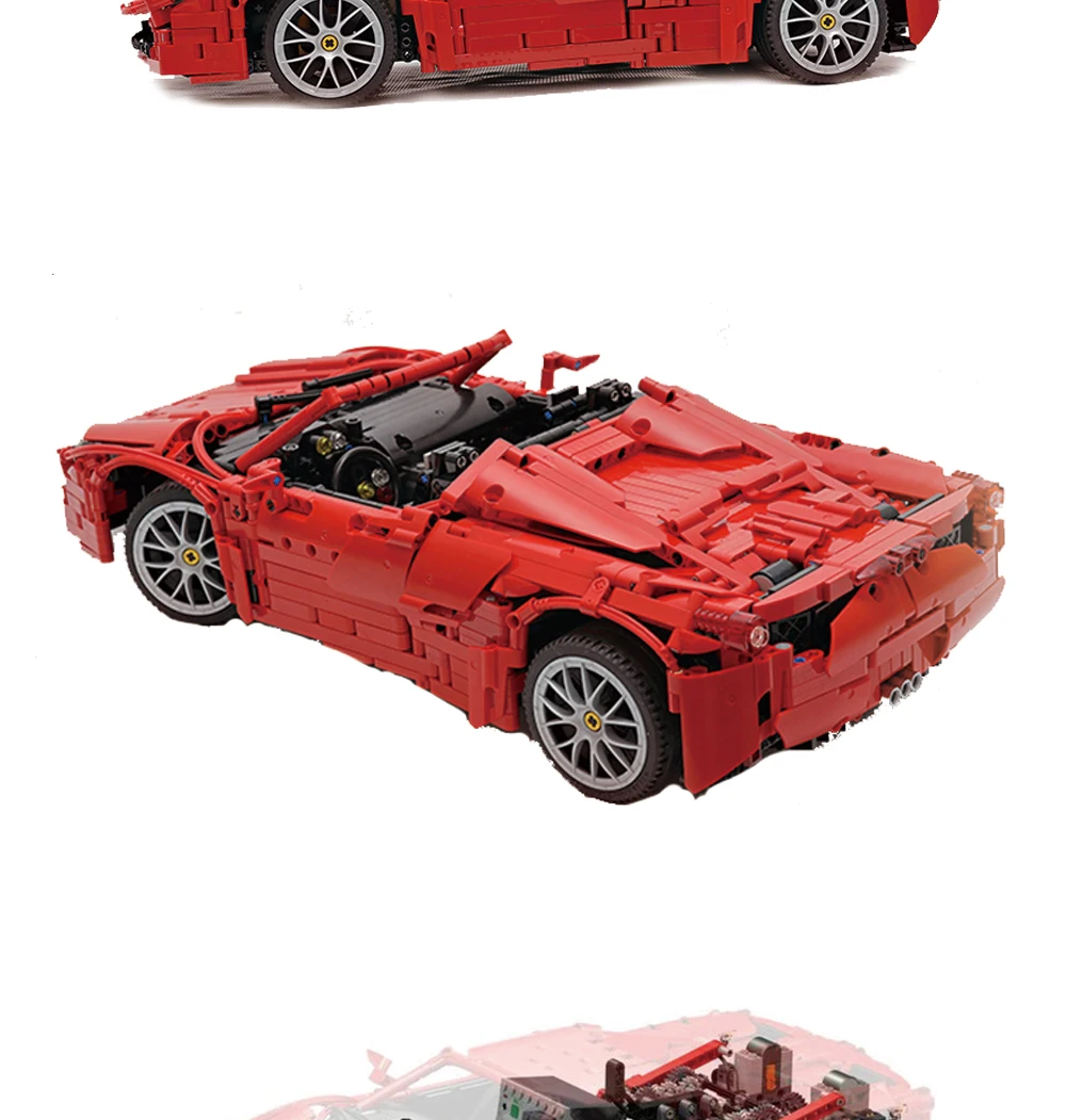 BuildMoc сборка для MOC Lamborghini Audi R8 V10 Ferrarii 458 Строительные блоки Набор игрушек Сделай Сам развивающий подарок детям на день рождения