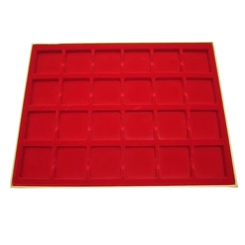 

24 Grids Red Display Tray Storage Case For 2''x2'' Cardboard Coin Holders