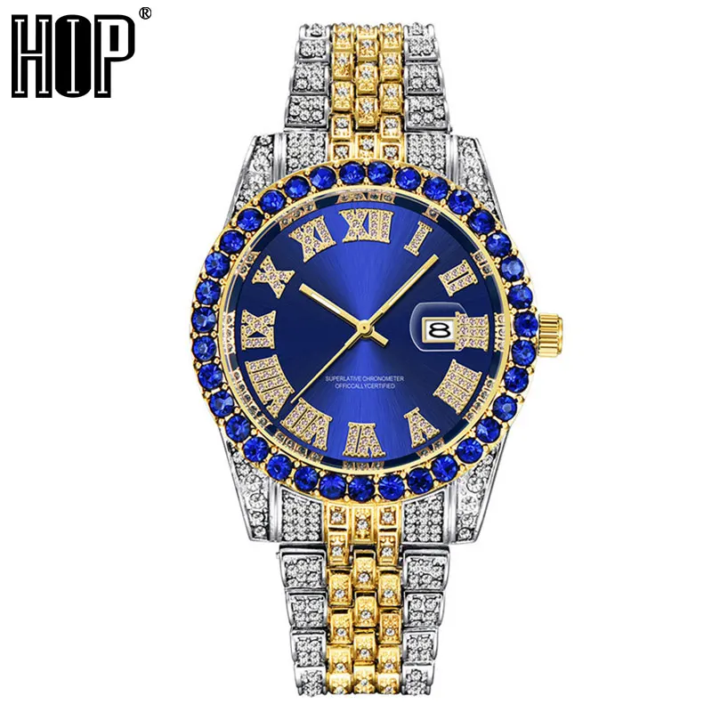 

Hip Hop Full Iced Out Mens Watches Luxury Date Quartz Wrist Watches With Micropave CZ Hip Hop Watch For Women Men Jewelry