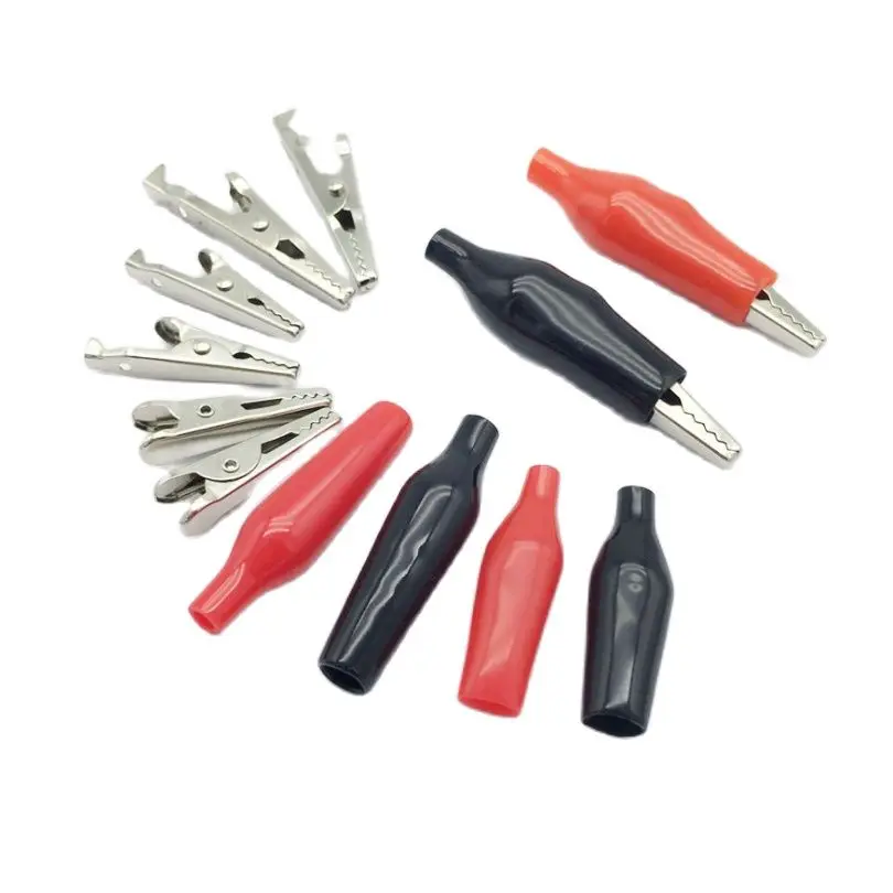 

20 PCS 28MM 35MM 44MM Red Black Metal Alligator Clip Crocodile Clamp Insulated Spring Test Clips for Electrical Test Probe Meter