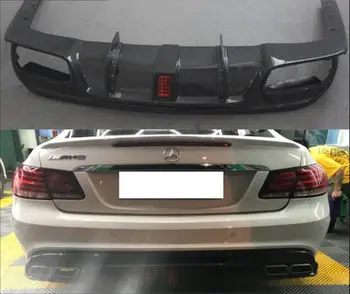 cheap W207 Koolstofvezel Auto Rear Bumper Lip Spoiler Diffuser Achter Lip Voor Benz W207 E200 E300 Coupe 2014 2017 (met Lamp)