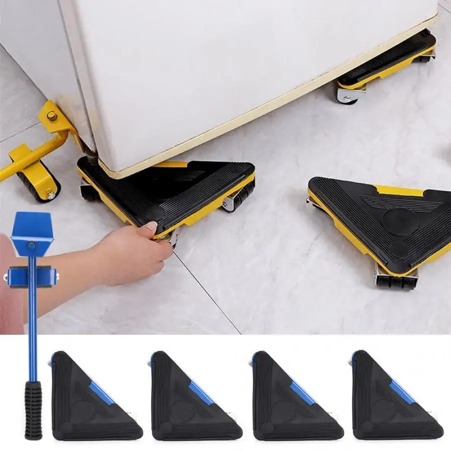 Triangular Iron Furniture Sliders 5 In 1 Furniture Moving Tool Portable Universal Wheel Furniture Mover Lifter Sliders