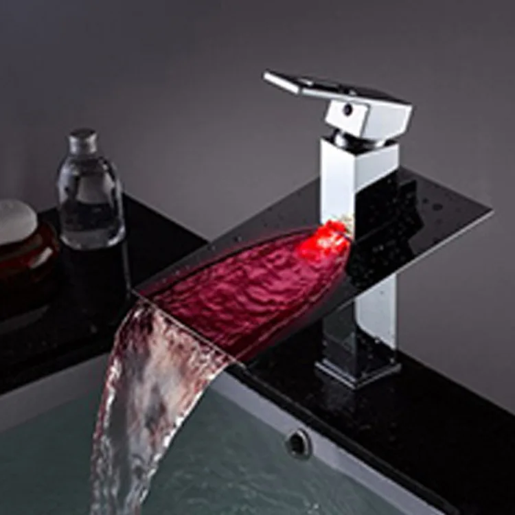

Benefit Margin Bring Led Lamp Waterfall Effluent Cold Hot Water Basin Faucet On The Stage Wash Hands Basin Faucet