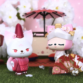 

Genuine raccoon cherry blossom signing series, Chaowan blind box hand-made mini doll toy desktop decoration collection