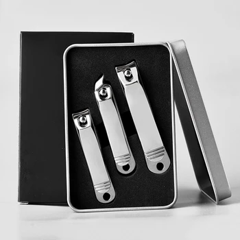 

3pcs Professional Stainless Steel Nail Clipper Cutter Set Practical Portable Manicure Trimmer Toenail With Storage Box