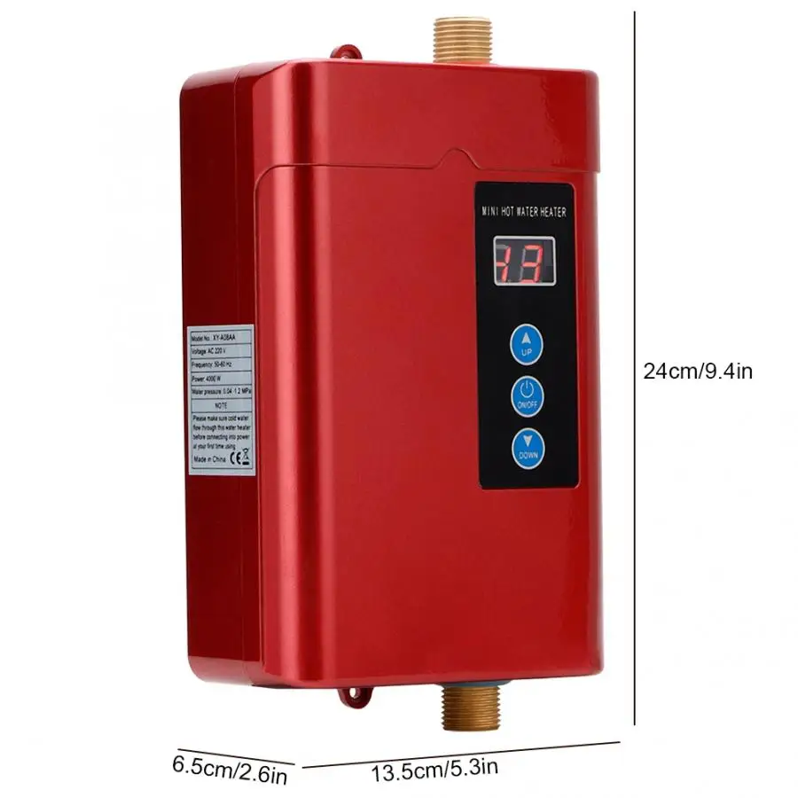 Electric Water Heater Electric Tankless Water Heater 4 Gears Mini Hot Instantaneous Water Heater System for Kitchen Bathroom 110-240V