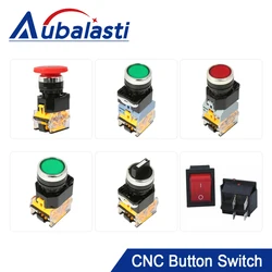 Aubalasti 22mm Plastic Mushroom LA38-11-BNZS Emergency Stop Push Button Switch On-Off Key Knob Switch Current 10A 220V