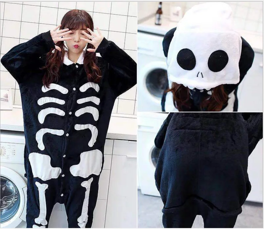 

Jumpsuit Onesie Adult Women Men Pajamas Suit Warm Soft Sleepwear Onepiece Winter Jumpsuit Pijama Cosplay Costume Bones Flannel