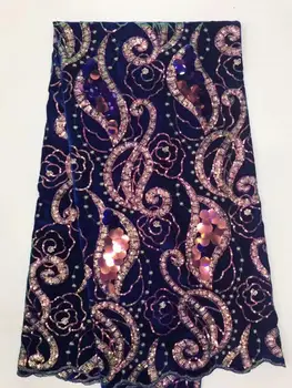 

African Velvet Lace Fabric with 3d Sequins French Lace fabric High Quality Sequins Lace Fabric for African Bridal Lace Dress FD1