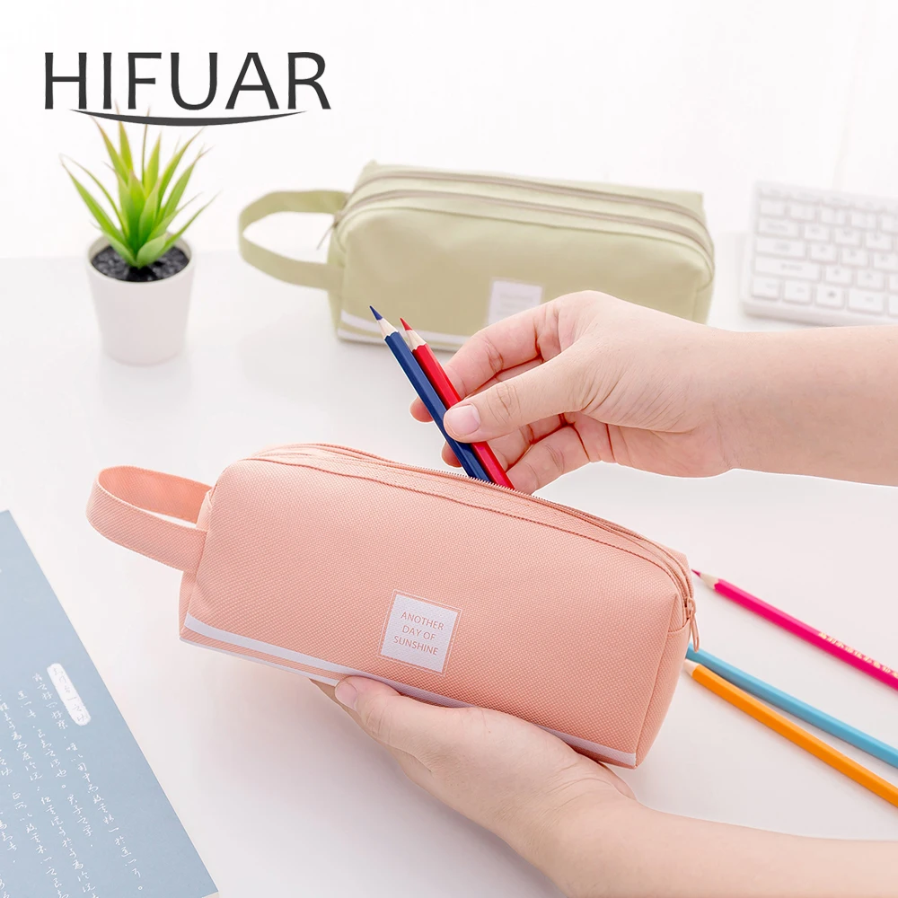 

Large Capacity Double Zippers Pen Holder Organizer Stationery Travelling Multi-Functional Cosmetic Bag