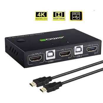 

KVM HD USB Hub HDMI Switcher Splitter 4K HD Switch Box 2 In 1 Computers Keyboard Mouse Converter For 3D Laptop PC HD TV Adapter