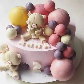 

Lovely White Pink Blue Ball Cake Topper for Birthday Wedding Baby Shower Party Cake Decoration Dessert Gifts