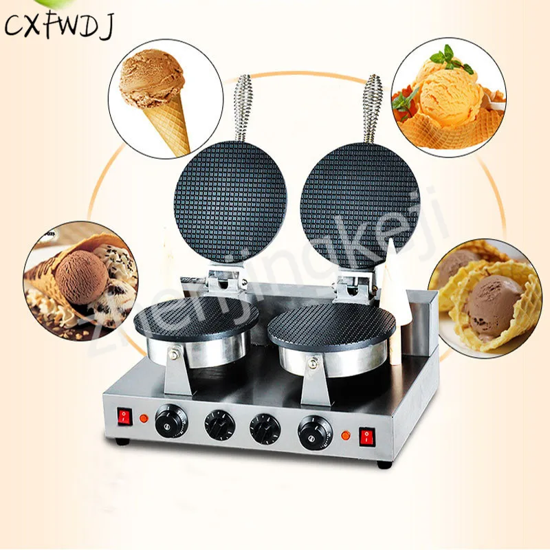 2600W Commercial Double-head Electric Egg Cone Pizza Machine Egg Roll Crispy Egg Cone Machine Egg Cone Ice Cream Pizza Machine