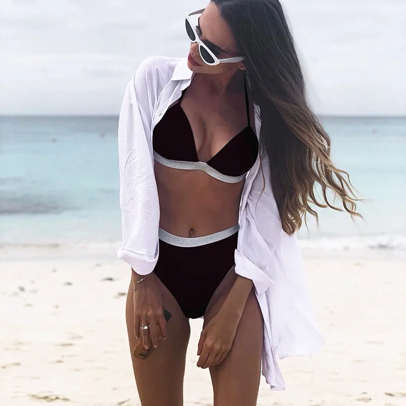 

Swimsuit Bikini Push Up Swimwear Women High Waisted 2 Pieces Bandage Girls Bathing Suit Swimsuits Women Biquini