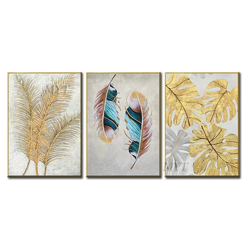 

Feathers And Leaves Abstract Oil Painting Wall Art Home Decor Picture Modern Oil Painting On Canvas Wedding Decoration No Framed