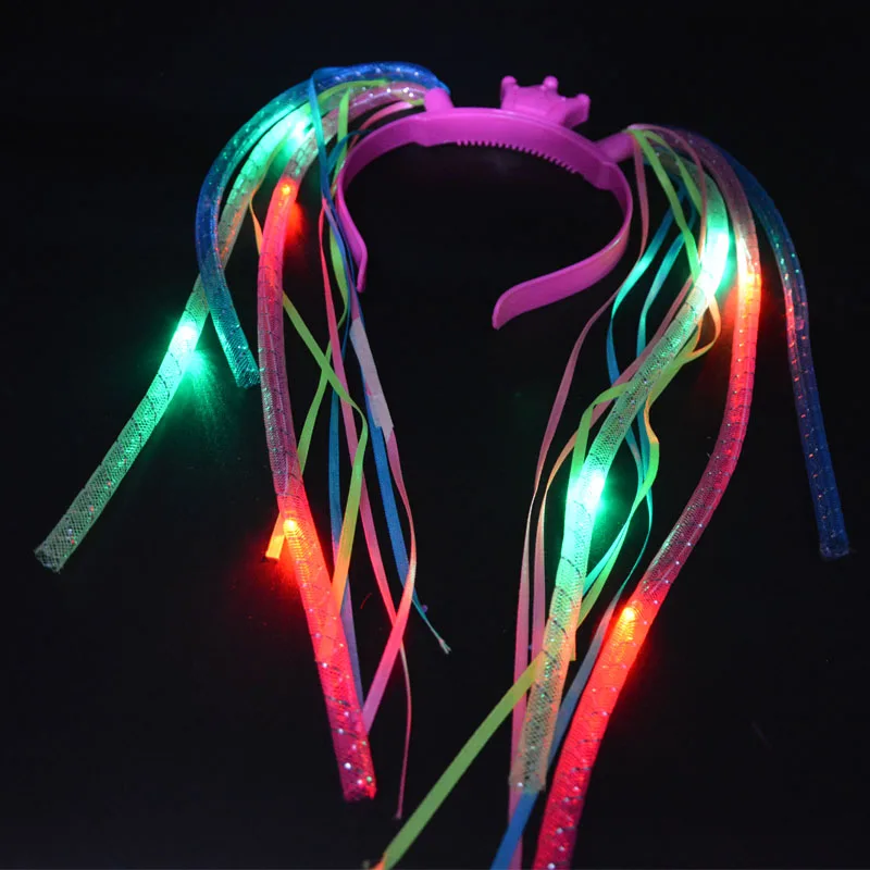 Light Up Hair Extension Noodle Headband Led Flashing Rave Braid Party Halloween Carnival Glow Party Supplies Aliexpress
