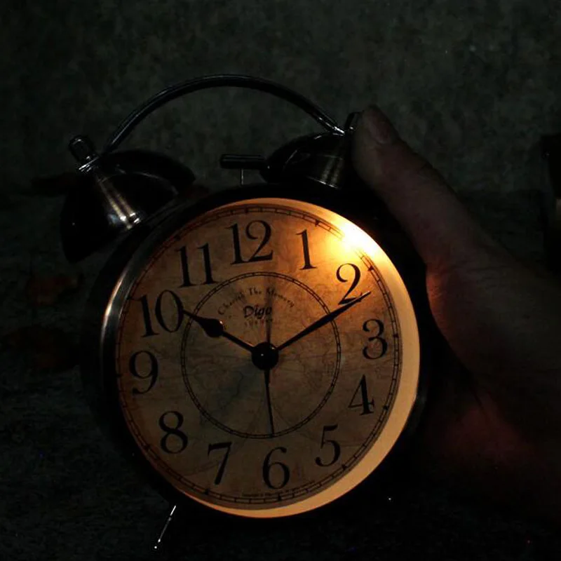 Тяжелый спальный старомодный настольные часы с подсветкой домашний декоративный двойной колокольчик винтажный Ретро Будильник Громкий будильник