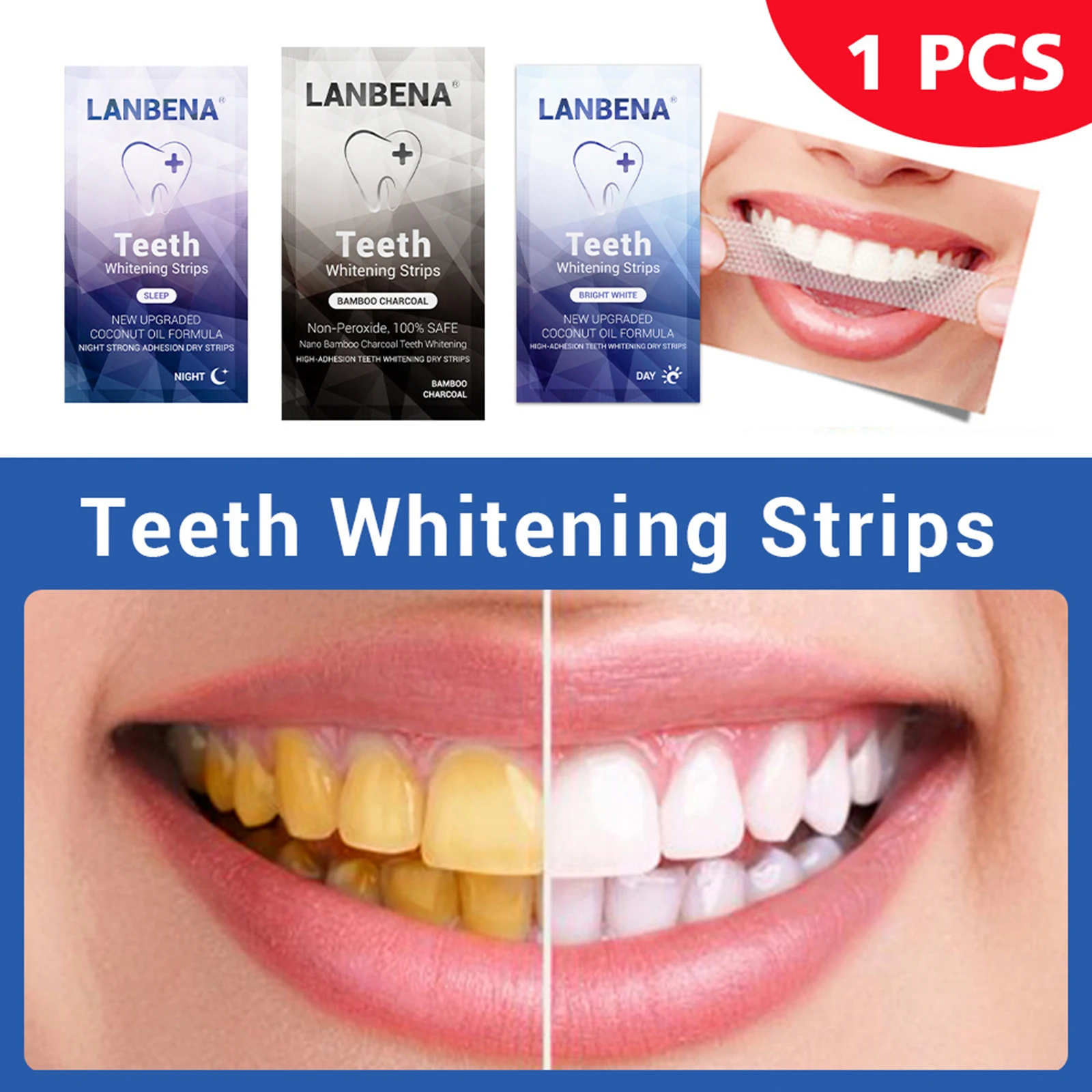 

Teeth Whitening Strips Fast-Result Whitening strips Non-Sensitive Day/Night/Bamboo Charcoal Style for Tooth Whitening SS