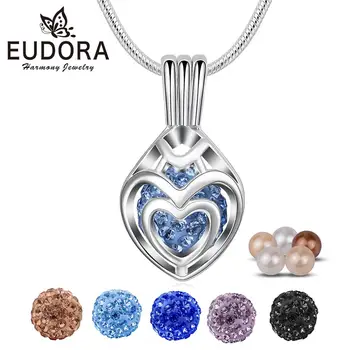 

Eudora Shiny CZ Zirconia rhinestone Lucky Ball Pendant water drop Locket Pearl bead Pendant For DIY Jewelry Accessories K316