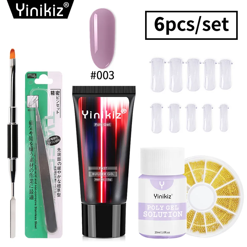 Yinkiz, 6 шт., полигелевый УФ-гель, камуфляжный, для ногтей, полигель, желе, кристалл, для наращивания пальцев, гель, акриловый гель, твердый, строительный гель, набор - Цвет: S12503