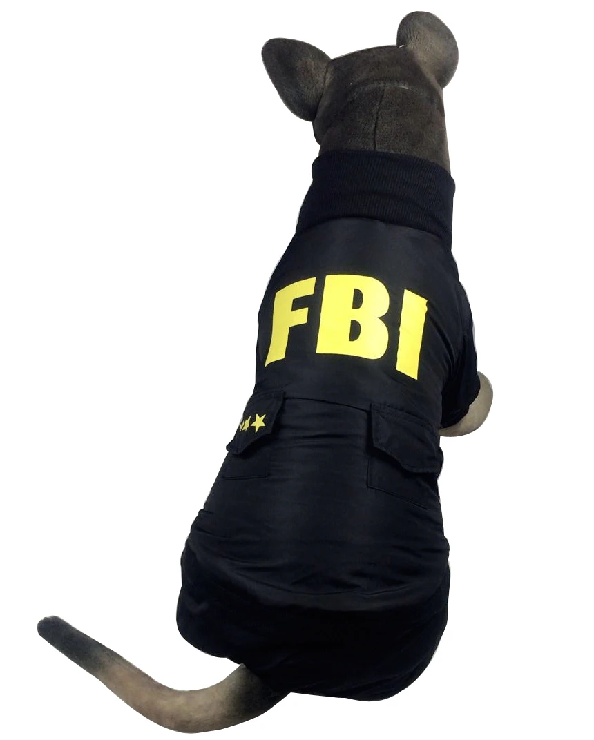 С надписью ФБР(FBI) комбинезон для собаки для Одежда для больших собак зимнее теплое Стеганое пальто Одежда для больших собак