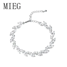 MIEG бренд высокого качества маркиза огранка кубического циркония CZ кристалл в форме листа теннис свадебные браслеты для невесты Вечерние