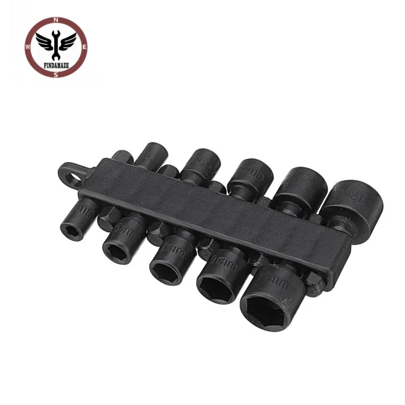 

FINDAMAZE 10Pcs 1/4 Inch Hex Shank Power Nut Driver Drill Bit Set Metric Socket Wrench Screw Screwdriver