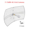 2��24dBi 4G LTE Parabolic Grid Antenna 1700-2700MHz Outdoor 2��N Female External Antenna For Modem Router Signal Booster Amplifier
