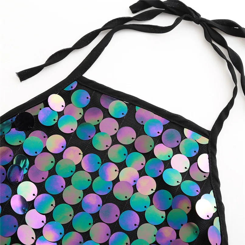 Women's Ladies Sequined Bling Shiny Tank Tops Sexy Women Girls Clupwear Tops Vest Chaleco De Mujer 30D06 (3)