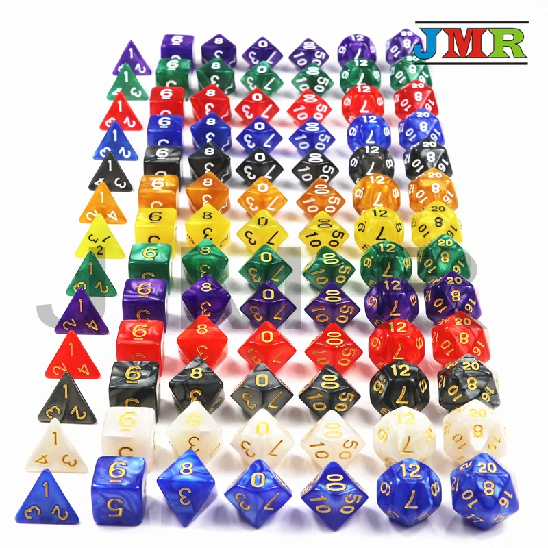 Высокое качество 7 шт набор игральных костей с мраморным эффектом Juegos De Mesa Dados DnD Rpg