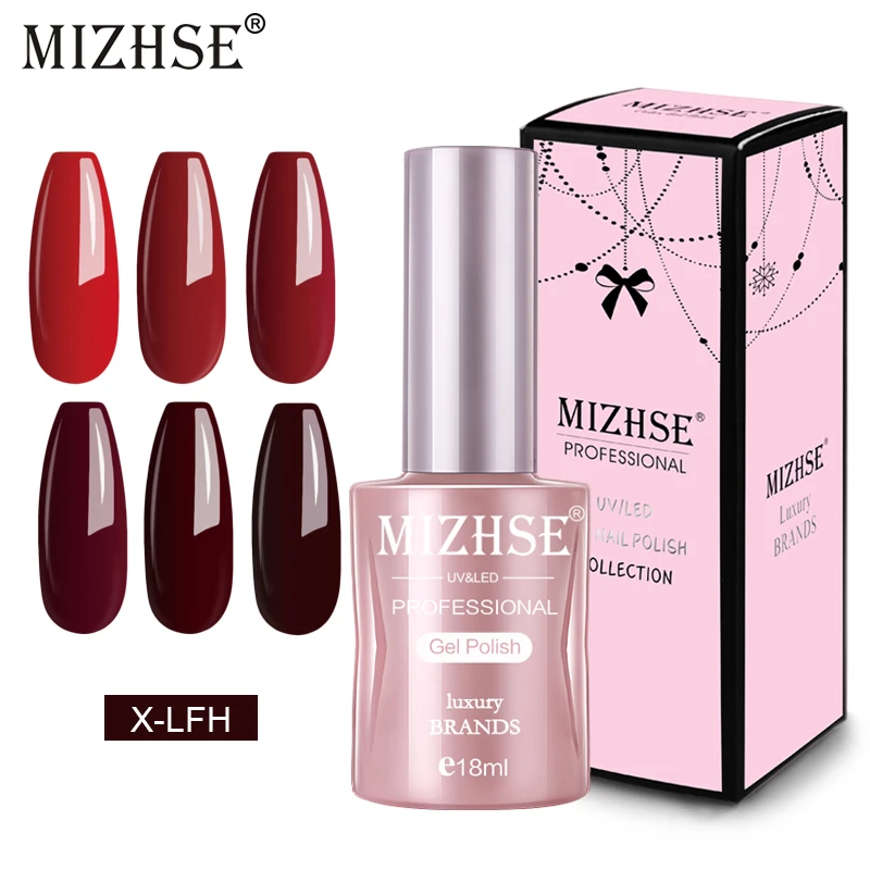 

MIZHSE Red Color UV Nail Gel Polish High Quality Soak Off Base And Top Coat Matte Top Nail Art Set For Manicure Hybrid Nails