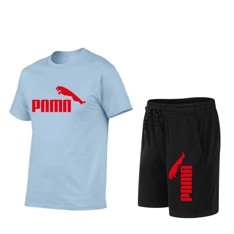 

New Sports T-Shirt Men's Suits Short Sleeve T-Shirt 2Pcs/Set Shirts Running Tops+Men Casual Shorts Suit For Soccer Play Running