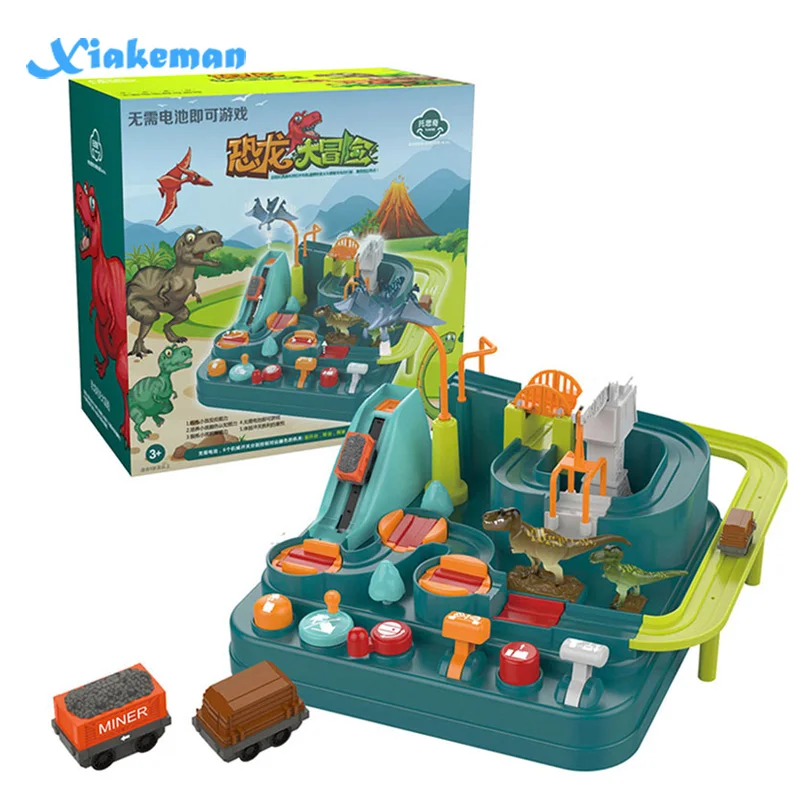 MOGOI Race Car Track Set for Kids Macaron Urban Rail Car Parking Lot Kit Exclusive Adventure Train Tracks Toys Best Gifts for Boys Girls 