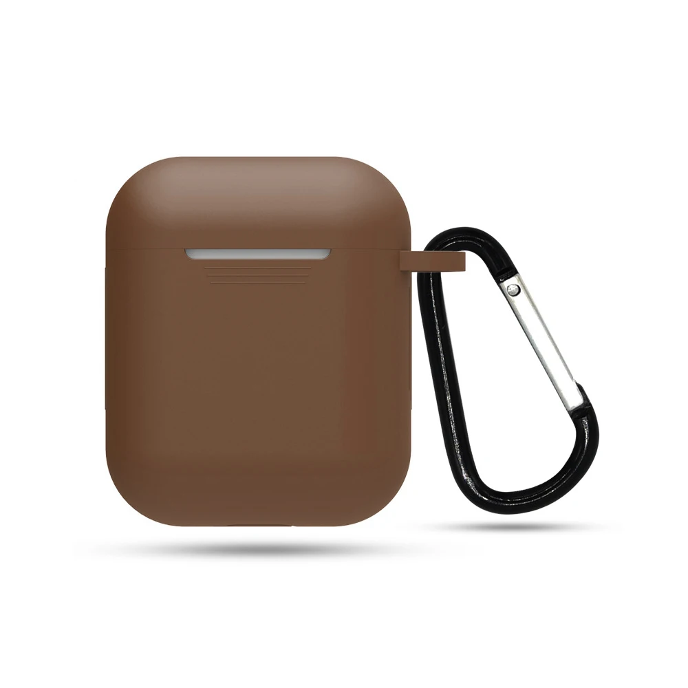 Для Airpods с функцией Bluetooth, силиконовая набор наушников Анти-плащ-ветровка крюк случае висячая пряжка с ночной подсветкой модель анти-отпечатков пальцев - Цвет: Dark brown