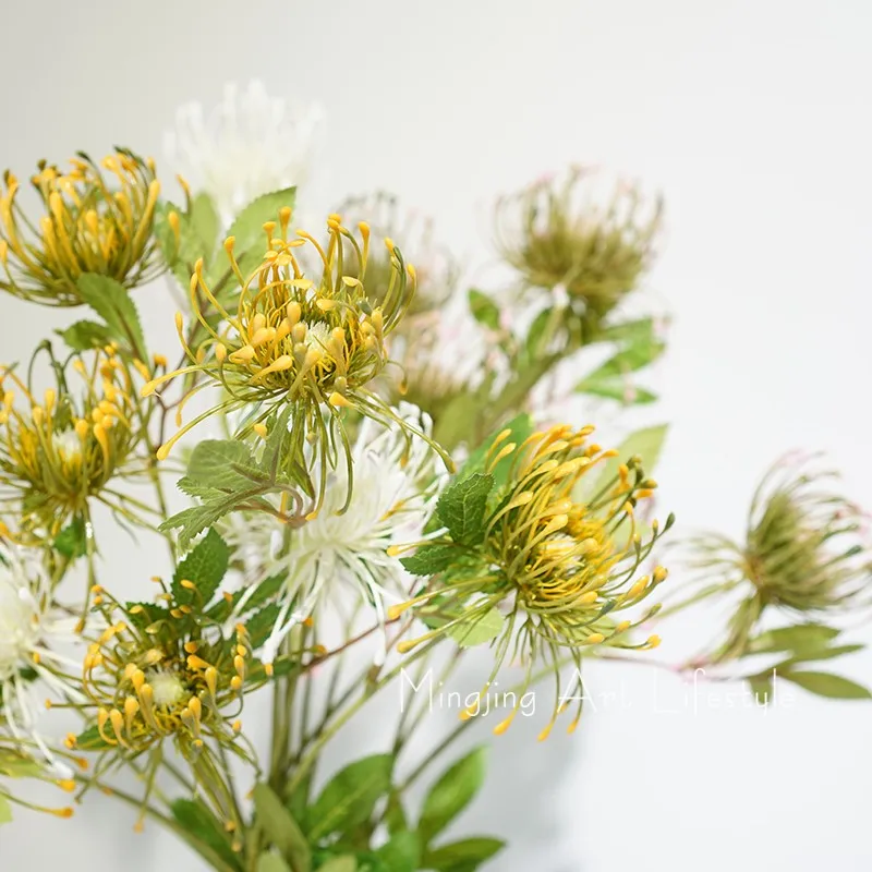 3 головки Leucospermum искусственные цветы для свадебного украшения Флорес Искусственные пластиковые искусственный цветок растение Флер искусственные