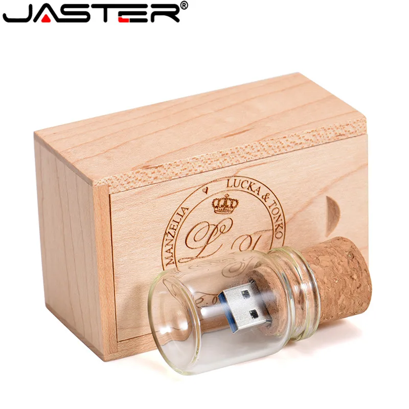 Флэш накопитель JASTER USB со стеклянным дрифтом и пробковым логотипом на заказ 4 ГБ 8