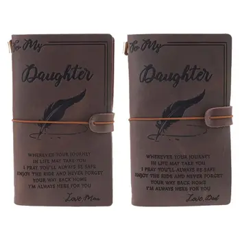 

Vintage Retro Engraved Leather Journal Notebook Diary to My Dad Mom Notepad Gift