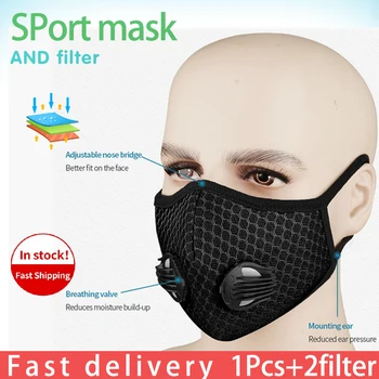 

Mask Anti-Pollution Filter Sports Mask Anti PM2.5 Activated Carbon Breathing Valve MTB Mask Anti Fog